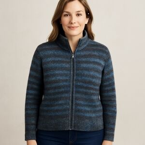 Edinburgh Woolen Mill Green Wool Full Zip Jacket Sz Med